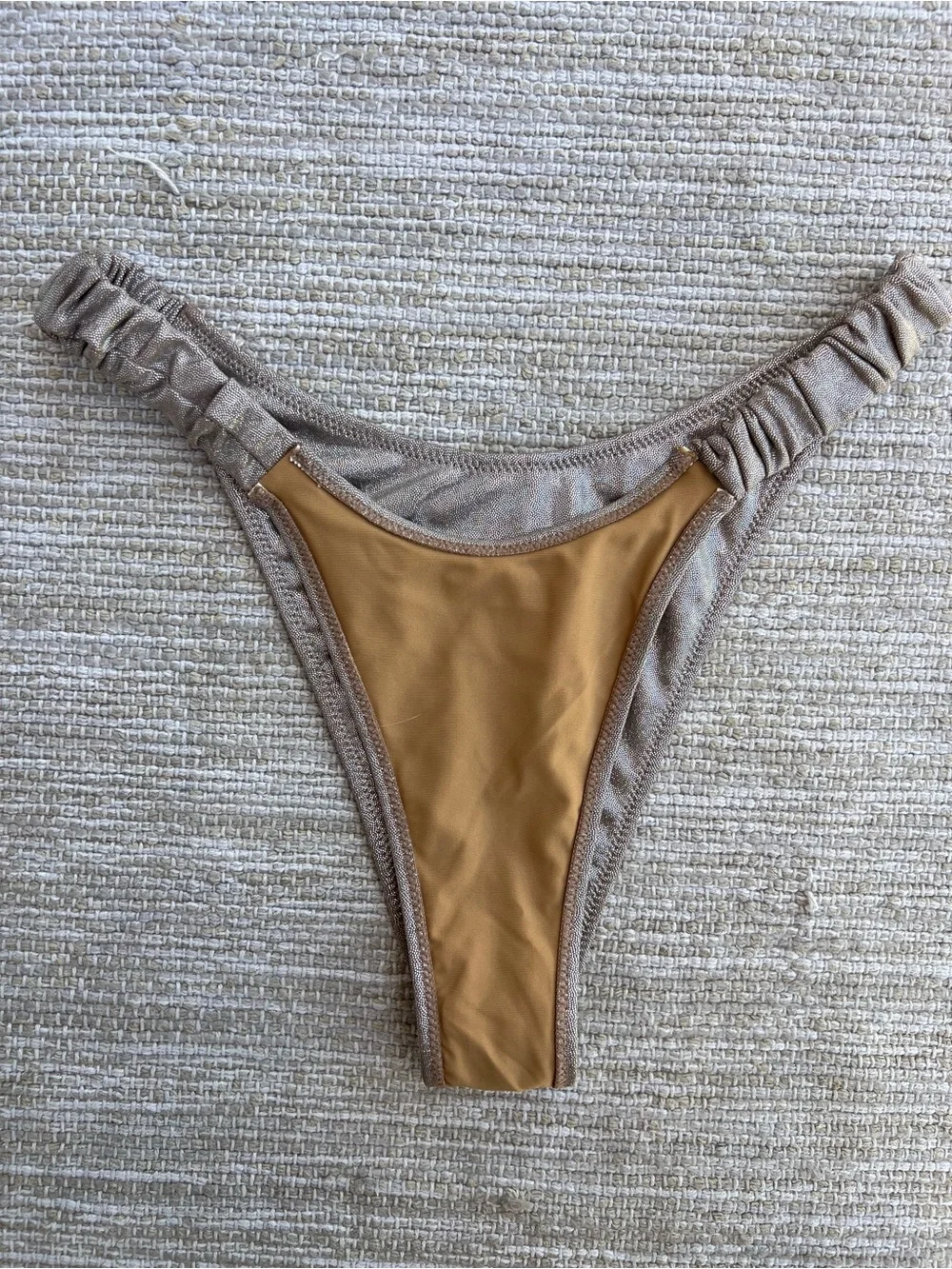 Strawberry Milk Mob Spectacle Bikini Bottom Cheeky Holographic Taupe sz M